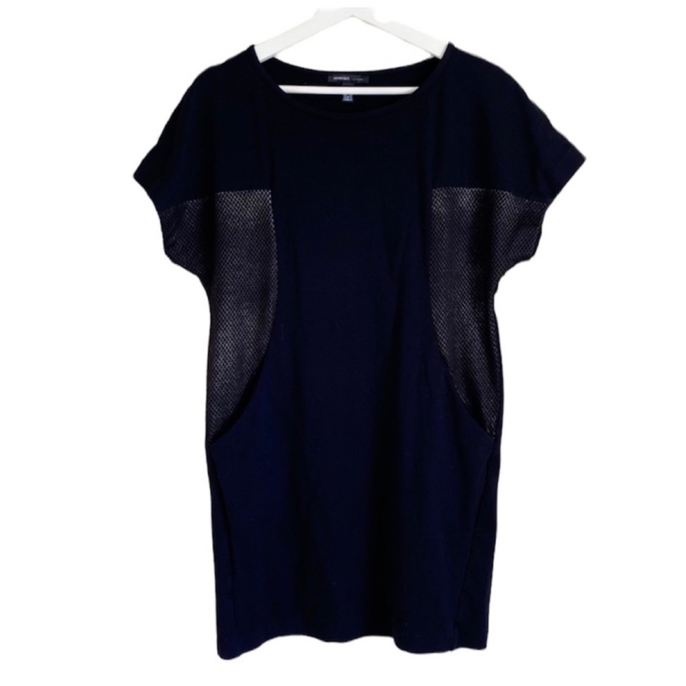 Mango | Black Midi Minimalist Edgy Grunge Shift Dress Size S